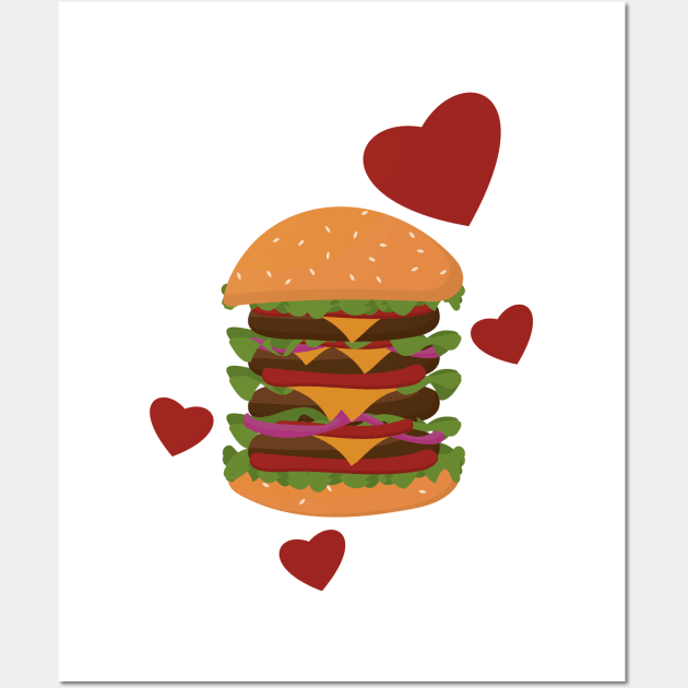 Love Big Burger Wall Art by TeeFusion-Hub